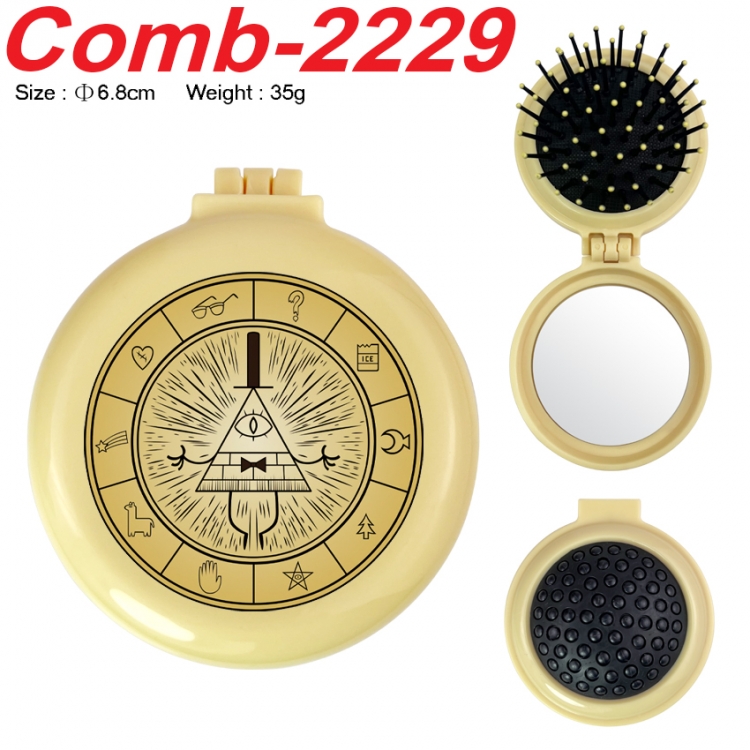 Gravity Falls UV printed student multifunctional small mirror and comb 6.8cm  price for 5 pcs