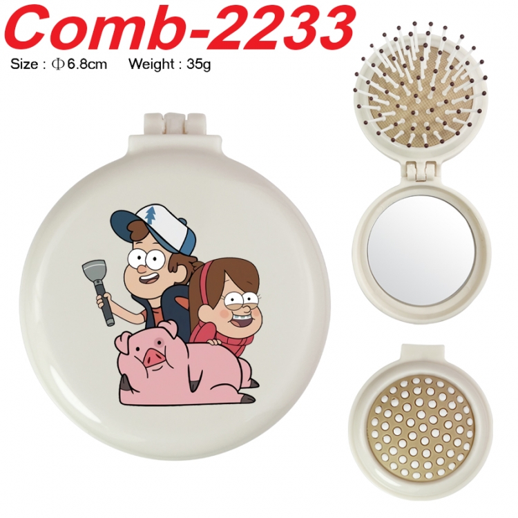 Gravity Falls UV printed student multifunctional small mirror and comb 6.8cm  price for 5 pcs
