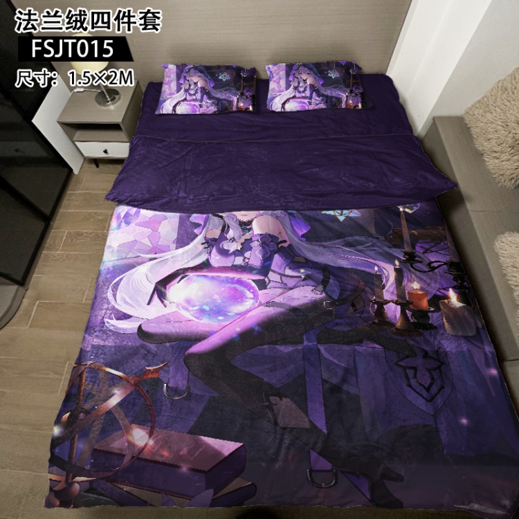 Honkai: Star Rail Game flannel four piece pillowcase duvet cover bed sheet 1.5X2m