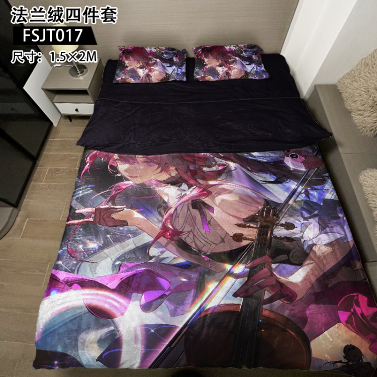 Honkai: Star Rail Game flannel four piece pillowcase duvet cover bed sheet 1.5X2m