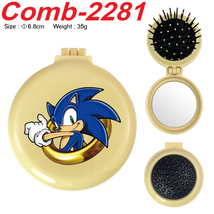 Sonic The Hedgehog UV printed student multifunctional small mirror and comb 6.8cm  price for 5 pcs