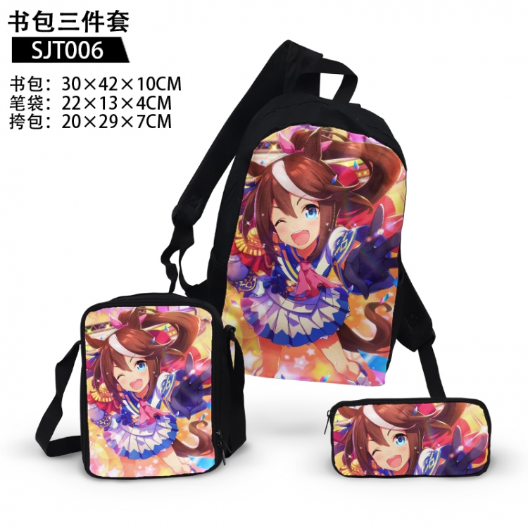 Pretty Derby Game backpack pencil case single shoulder bag three piece set 30x42x10cm SJT006