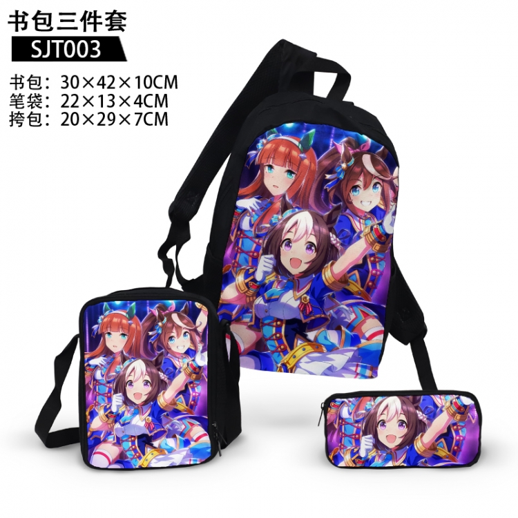 Pretty Derby Game backpack pencil case single shoulder bag three piece set 30x42x10cm SJT003