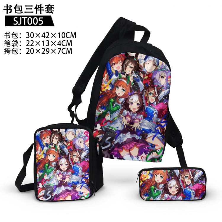 Pretty Derby Game backpack pencil case single shoulder bag three piece set 30x42x10cm SJT005