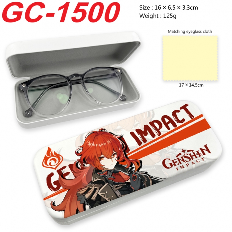 Genshin Impact Anime UV printed PU leather material glasses case 16X6.5X3.3cm