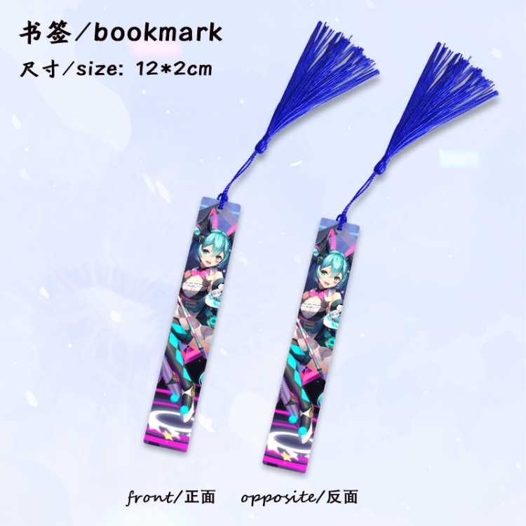Hatsune Miku Anime full-color printed metal bookmark stationery accessories 12X2CM price for 5 pcs