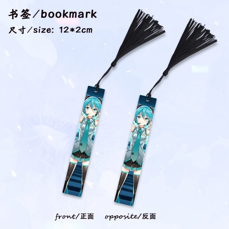 Hatsune Miku Anime full-color printed metal bookmark stationery accessories 12X2CM price for 5 pcs