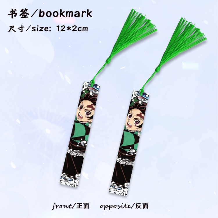 Demon Slayer Kimets Anime full-color printed metal bookmark stationery accessories 12X2CM price for 5 pcs