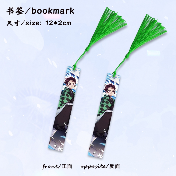 Demon Slayer Kimets Anime full-color printed metal bookmark stationery accessories 12X2CM price for 5 pcs