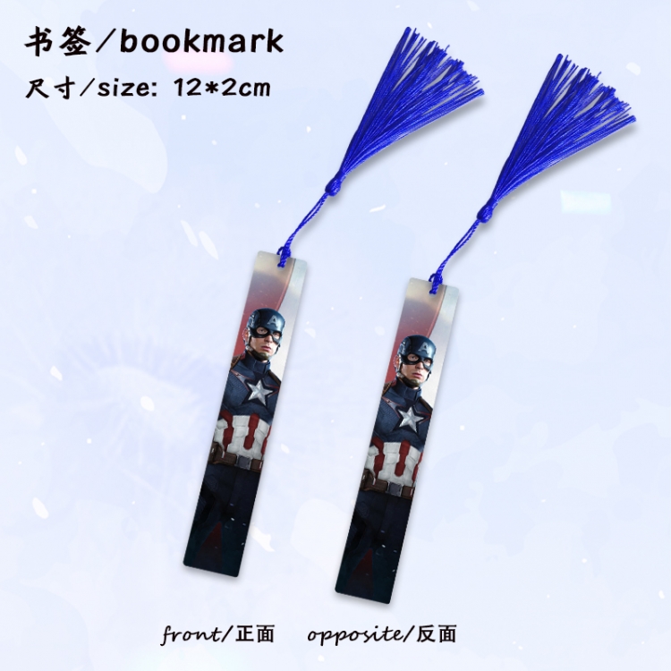 Captain America Anime full-color printed metal bookmark stationery accessories 12X2CM price for 5 pcs