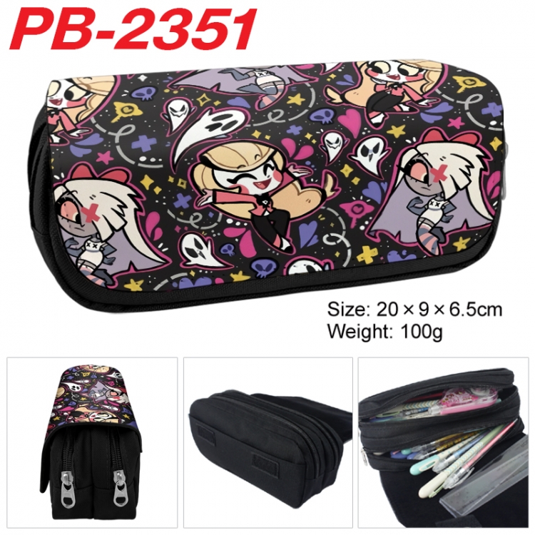 Hazbin Hotel Anime double-layer pu leather printing pencil case 20x9x6.5cm