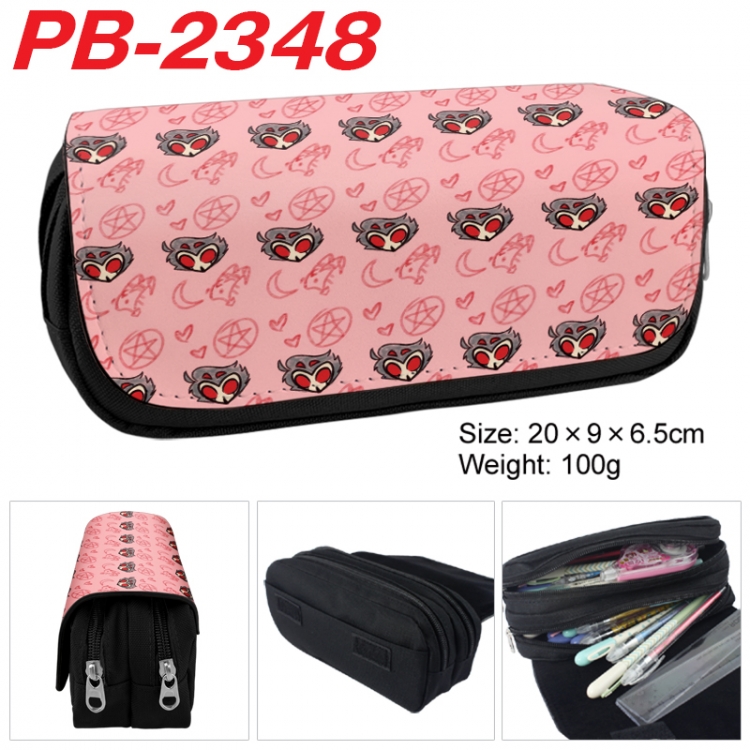 Hazbin Hotel Anime double-layer pu leather printing pencil case 20x9x6.5cm