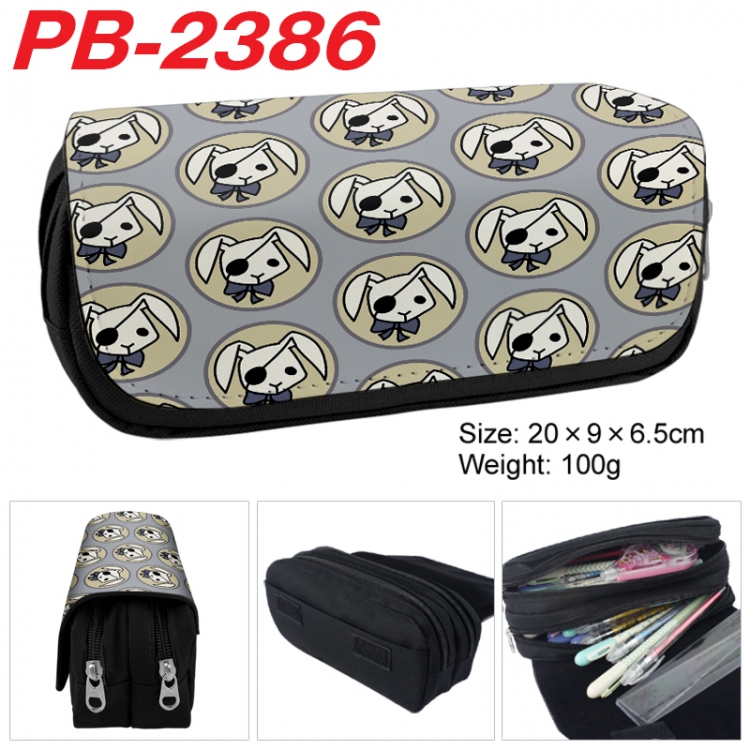 Kuroshitsuji Anime double-layer pu leather printing pencil case 20x9x6.5cm