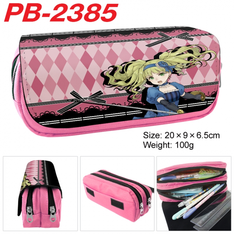 Kuroshitsuji Anime double-layer pu leather printing pencil case 20x9x6.5cm