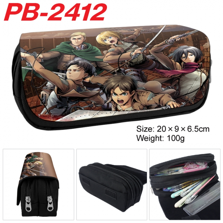 Shingeki no Kyojin Anime double-layer pu leather printing pencil case 20x9x6.5cm