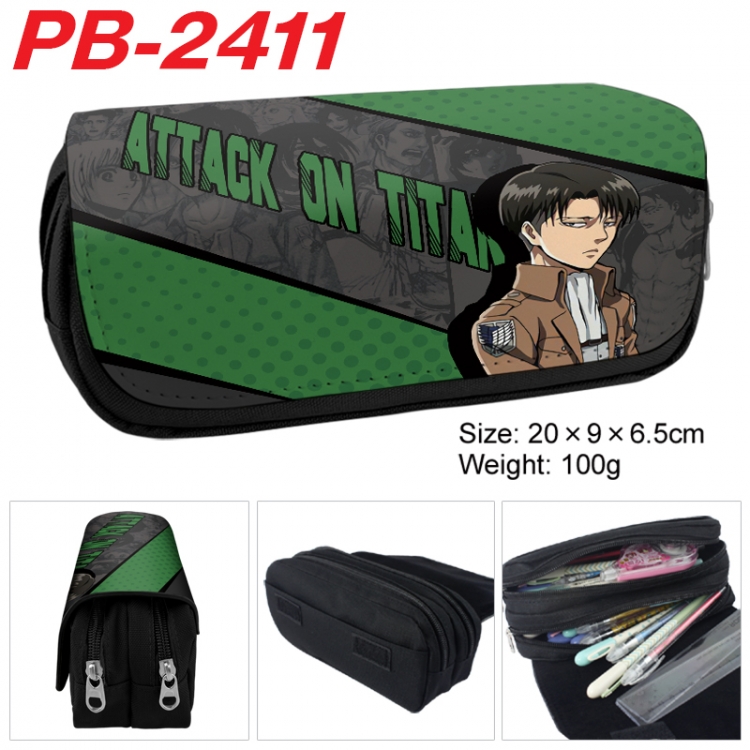 Shingeki no Kyojin Anime double-layer pu leather printing pencil case 20x9x6.5cm
