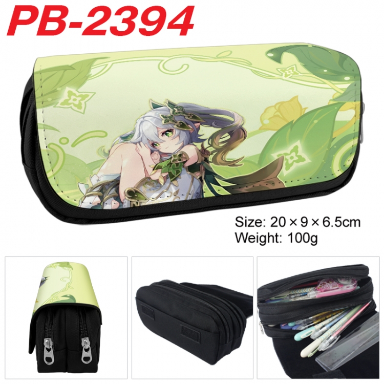 Genshin Impact Anime double-layer pu leather printing pencil case 20x9x6.5cm