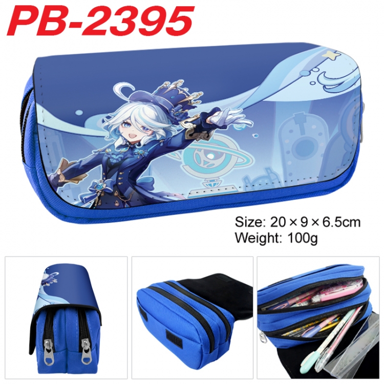 Genshin Impact Anime double-layer pu leather printing pencil case 20x9x6.5cm