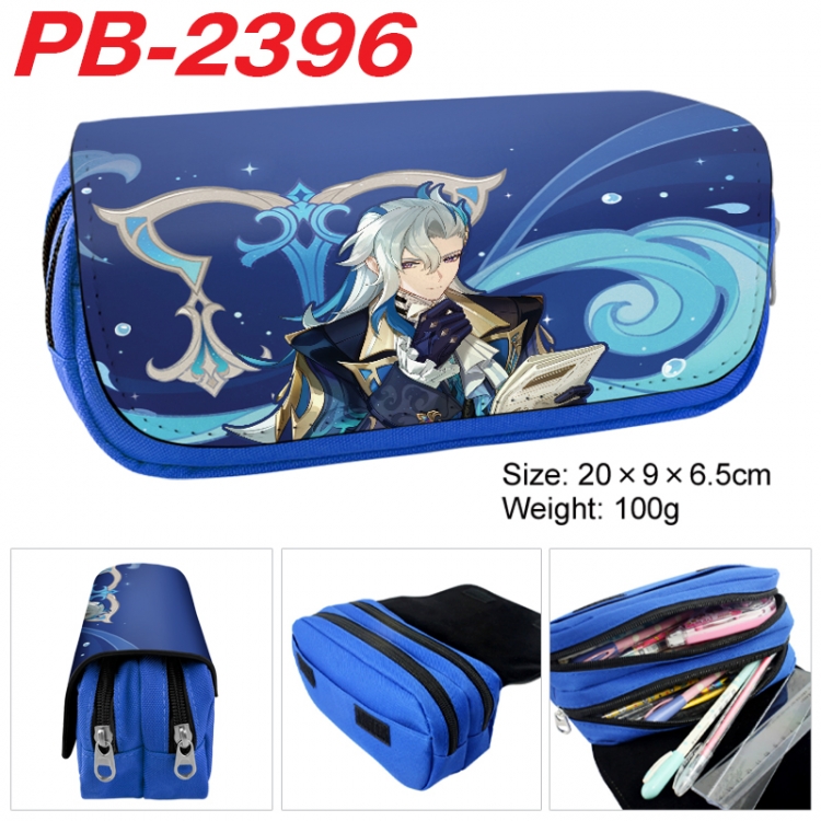 Genshin Impact Anime double-layer pu leather printing pencil case 20x9x6.5cm