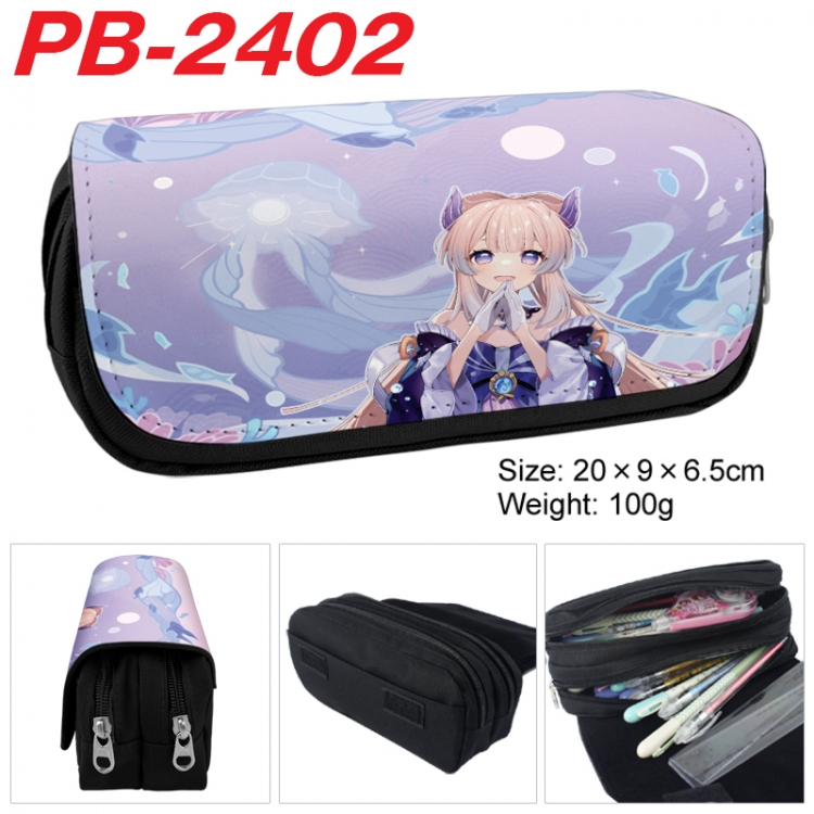 Genshin Impact Anime double-layer pu leather printing pencil case 20x9x6.5cm