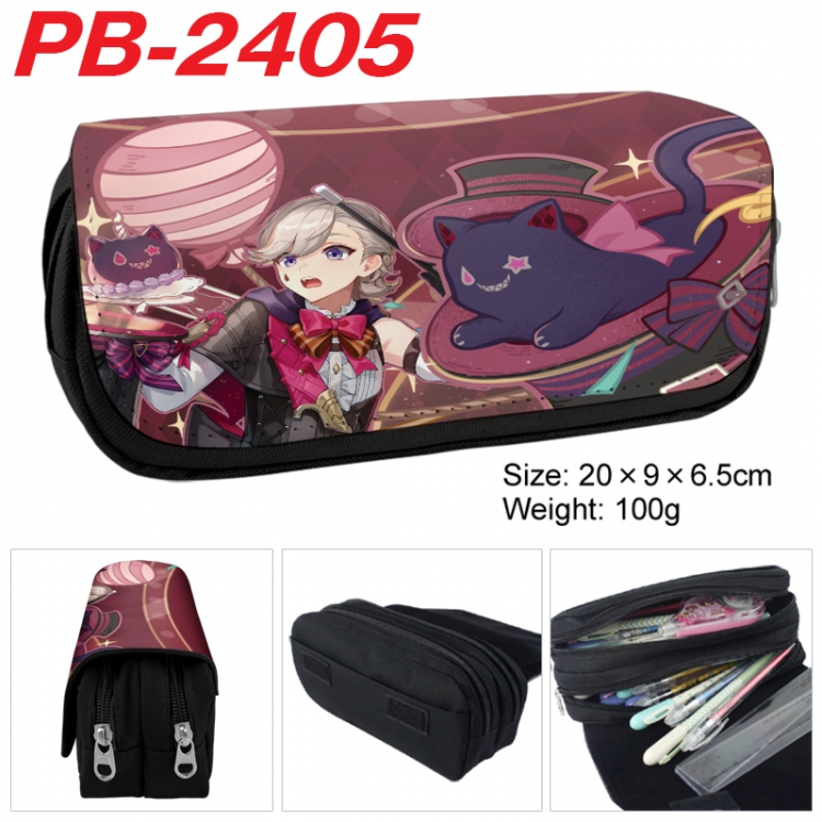Genshin Impact Anime double-layer pu leather printing pencil case 20x9x6.5cm