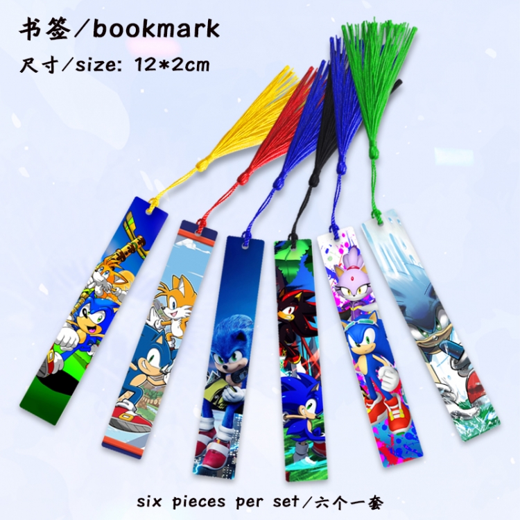 Sonic The Hedgehog Anime full-color printed metal bookmark stationery accessories 12X2CM a set of 6