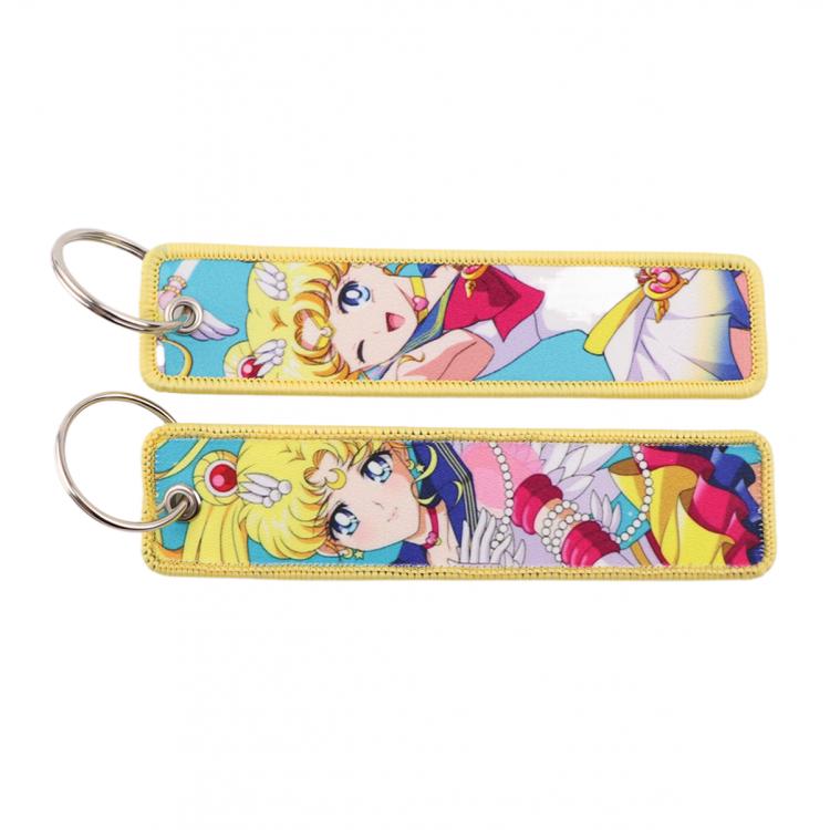 sailormoon Double sided color woven label keychain with thickened hanging rope 13x3cm 10G price for 5 pcs