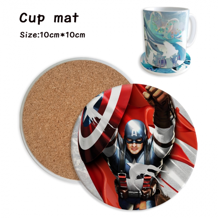 Captain America Anime ceramic water absorbing and heat insulating coasters price for 5 pcs