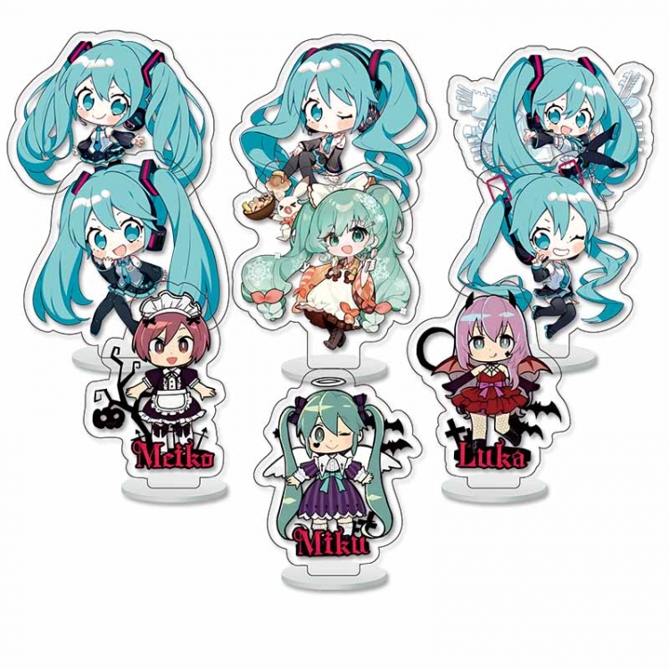 Hatsune Miku Anime Character acrylic Small Standing Plates  Keychain 6cm a set of 9 B469