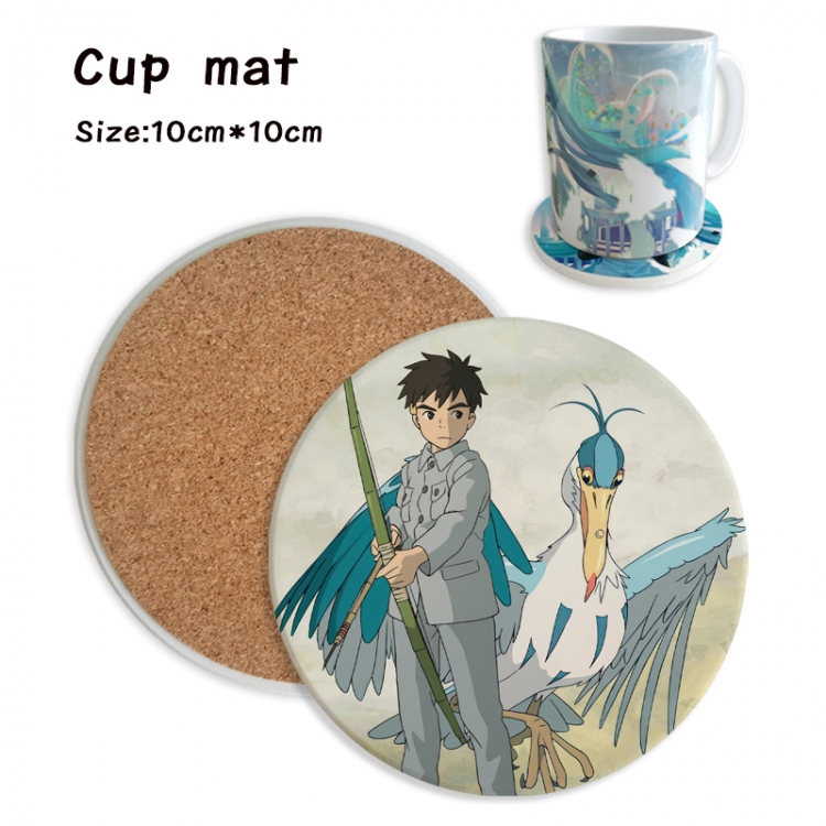 The Boy and the Heron Anime ceramic water absorbing and heat insulating coasters price for 5 pcs