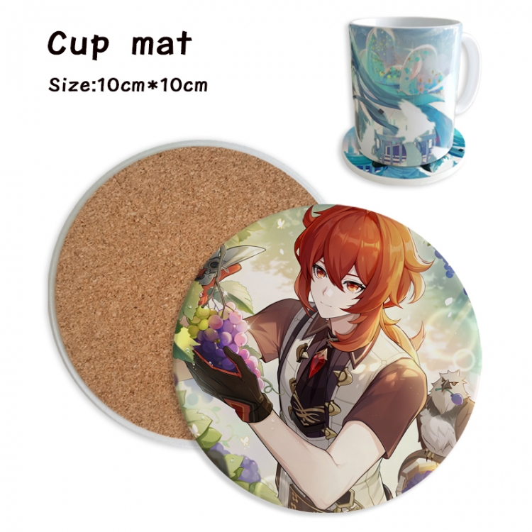 Genshin Impact Anime ceramic water absorbing and heat insulating coasters price for 5 pcs