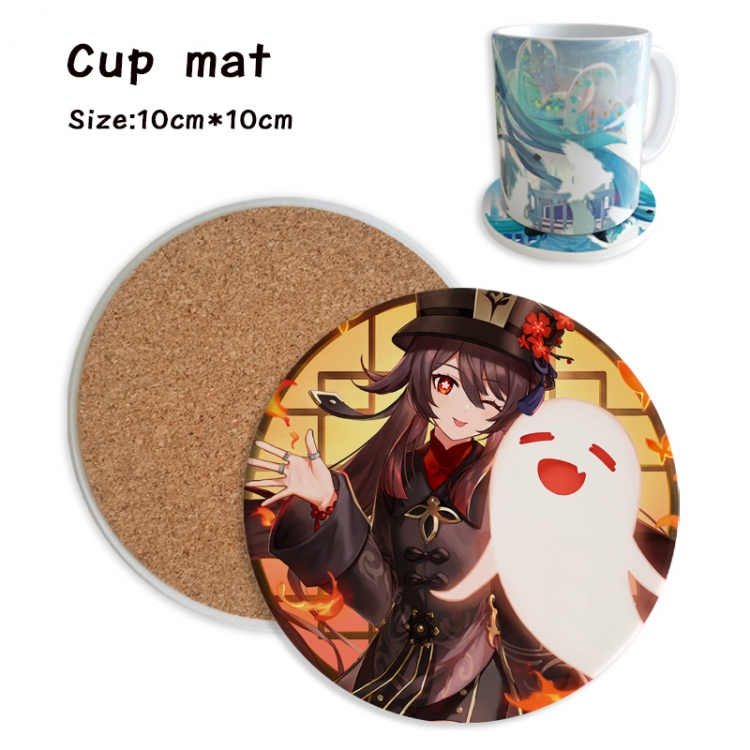 Genshin Impact Anime ceramic water absorbing and heat insulating coasters price for 5 pcs