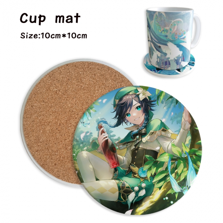Genshin Impact Anime ceramic water absorbing and heat insulating coasters price for 5 pcs