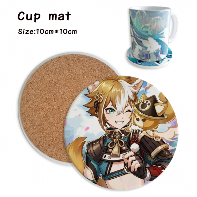 Genshin Impact Anime ceramic water absorbing and heat insulating coasters price for 5 pcs