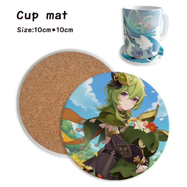 Genshin Impact Anime ceramic water absorbing and heat insulating coasters price for 5 pcs