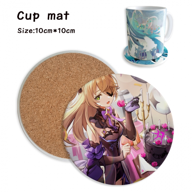 Genshin Impact Anime ceramic water absorbing and heat insulating coasters price for 5 pcs
