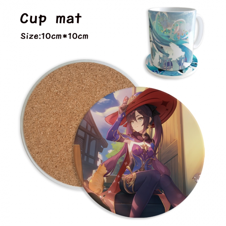 Genshin Impact Anime ceramic water absorbing and heat insulating coasters price for 5 pcs