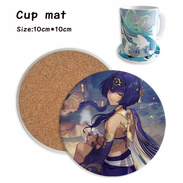 Genshin Impact Anime ceramic water absorbing and heat insulating coasters price for 5 pcs