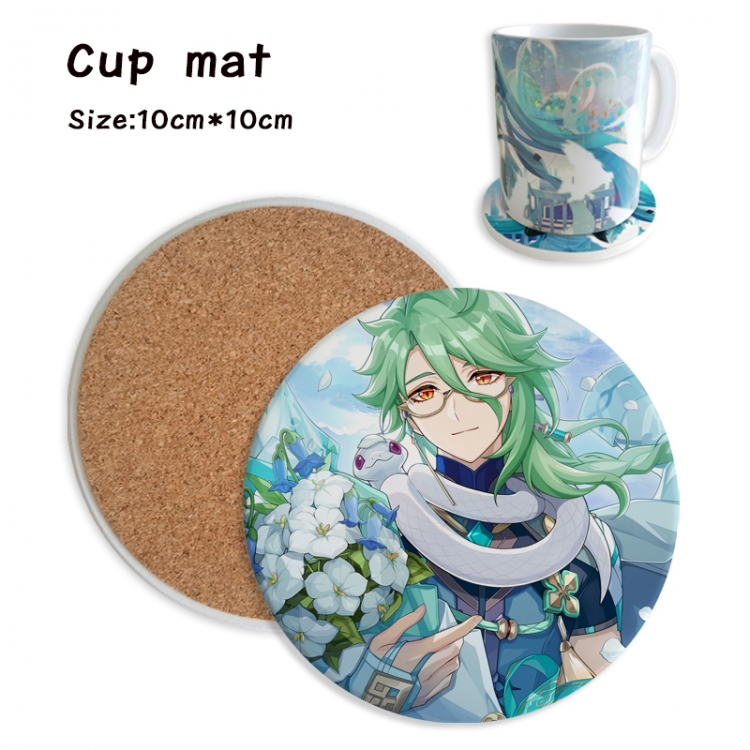 Genshin Impact Anime ceramic water absorbing and heat insulating coasters price for 5 pcs