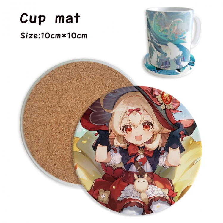 Genshin Impact Anime ceramic water absorbing and heat insulating coasters price for 5 pcs