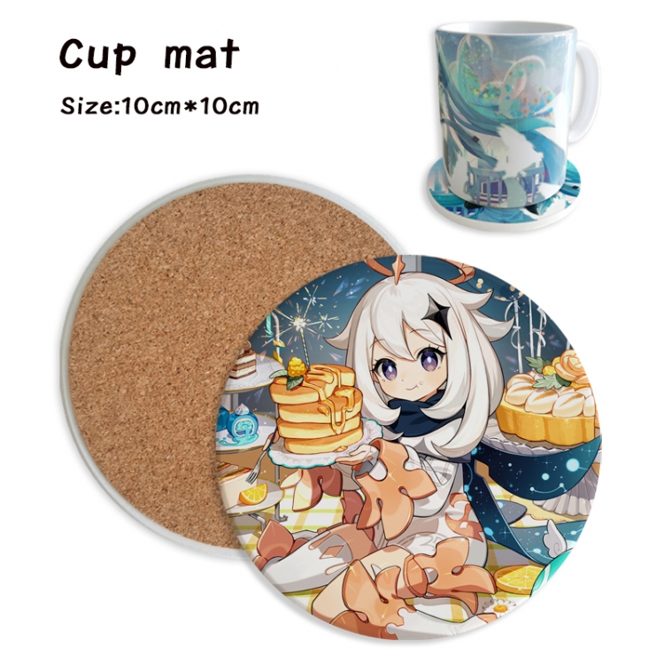 Genshin Impact Anime ceramic water absorbing and heat insulating coasters price for 5 pcs