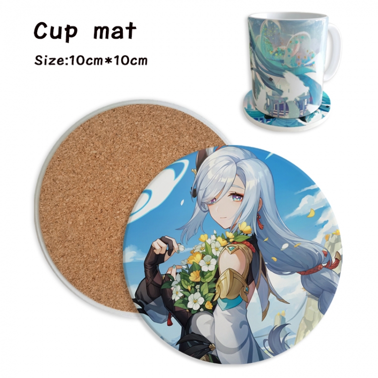 Genshin Impact Anime ceramic water absorbing and heat insulating coasters price for 5 pcs