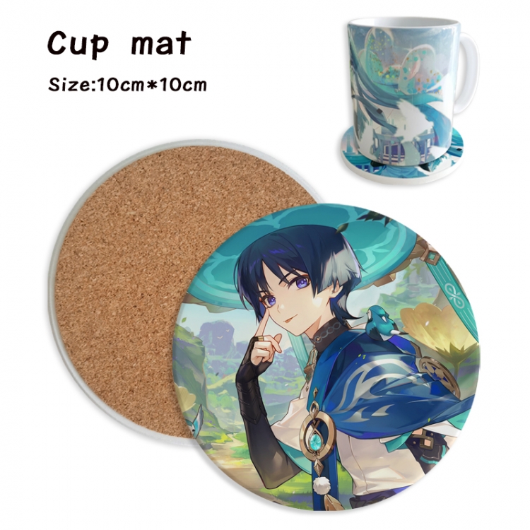 Genshin Impact Anime ceramic water absorbing and heat insulating coasters price for 5 pcs