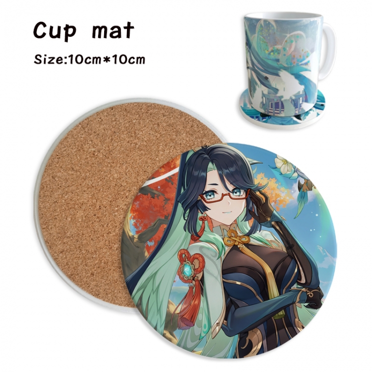 Genshin Impact Anime ceramic water absorbing and heat insulating coasters price for 5 pcs