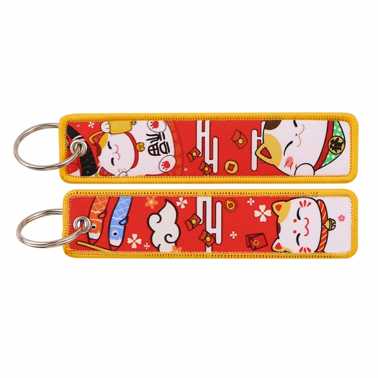 sea wave Double sided color woven label keychain with thickened hanging rope 13x3cm 10G price for 5 pcs  HB0481