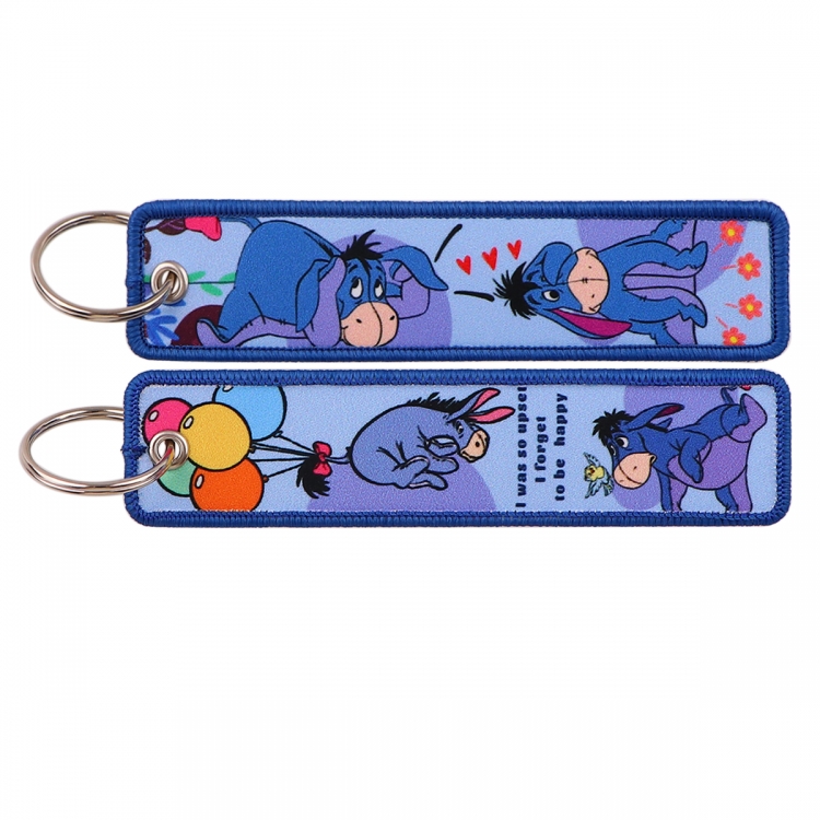 Lilo & Stitch Double sided color woven label keychain with thickened hanging rope 13x3cm 10G price for 5 pcs
