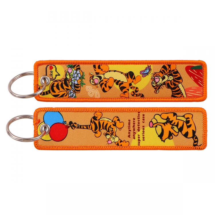 Lilo & Stitch Double sided color woven label keychain with thickened hanging rope 13x3cm 10G price for 5 pcs