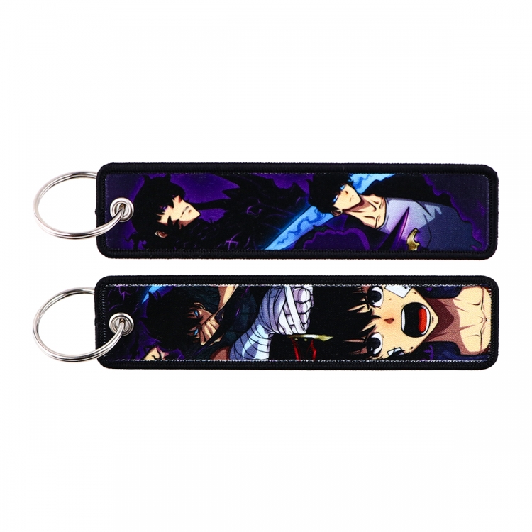 Double sided color woven label keychain with thickened hanging rope 13x3cm 10G price for 5 pcs