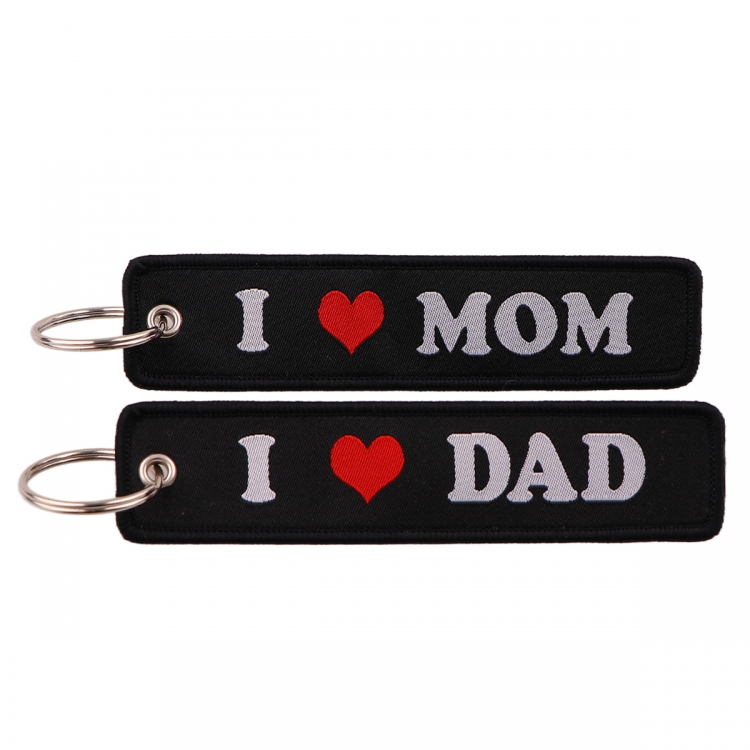 Quotations and warnings Double sided color woven label keychain with thickened hanging rope 13x3cm 10G price for 5 pcs