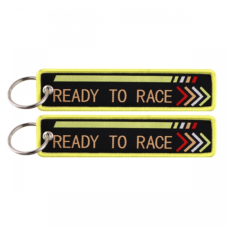 Quotations and warnings Double sided color woven label keychain with thickened hanging rope 13x3cm 10G price for 5 pcs